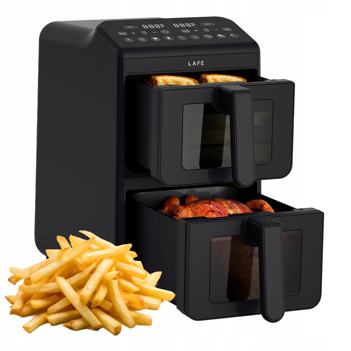 Frytownica beztłuszczowa AIR fryer frytkownica 2x5L 2 komory podwójna dual czarny