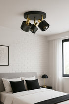 Lampa Sufitowa Żyrandol Plafon Czarna Złota Classic Spot 482-EG3 LED E27 oprawa oświetleniowa metalowa 3-punktowa do