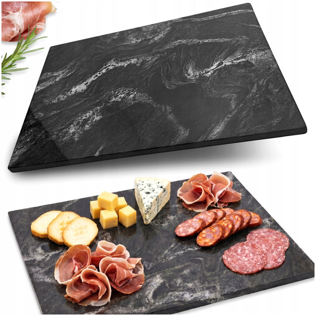 Deska do krojenia kuchenna granitowa kamienna czarna premium 40x30 solidna antypoślizgowa powierzchnia do siekania i przygotowywania żywności