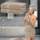 2x ręcznik kąpielowy 70x140 duży 100% bawełna 500g gruby hotelowy SPA BEŻ szybkoschnące tekstylia łazienkowe z