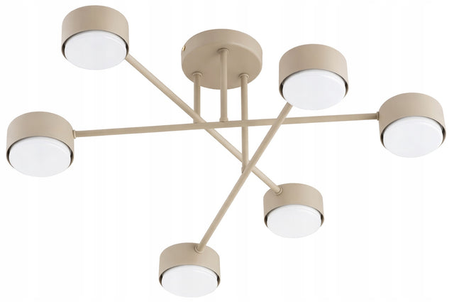 Nowoczesna Lampa Sufitowa Plafon Żyrandol Spot Halogenowa Ecru Gx53 oprawa metalowa, 6 punktów świetlnych, maks. 30 w na źródło
