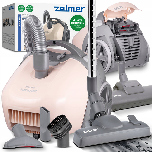 Odkurzacz workowy zelmer antek tradycyjny z filtrem hepa turboszczotka 900W nominalna 4.36 kg