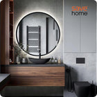 Lustro łazienkowe LED 60 cm podświetlane metalowa rama loft okrągłe premium ścienne do umywalki, dekoracyjne, szkło 4 mm
