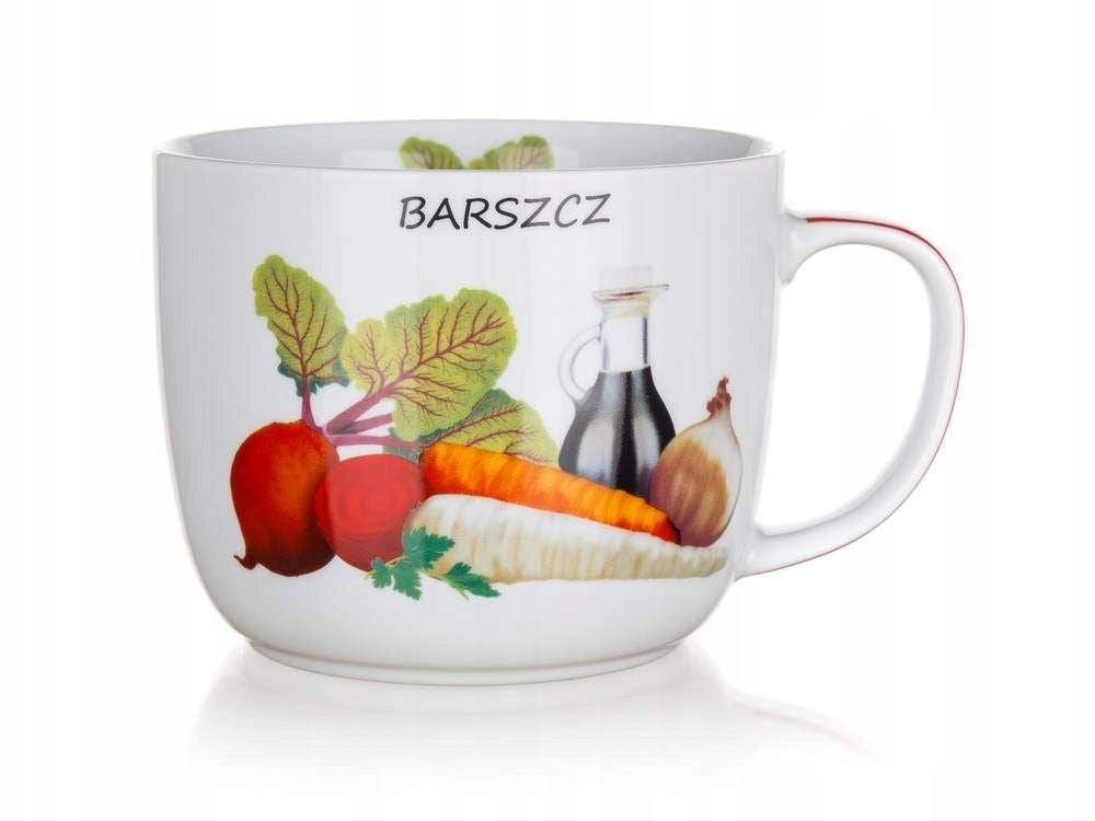 Kubek zupa Barszcz z przepisem 0,73l banquet duży 730ml miska ceramiczna wielokolorowa, można myć w zmywarce