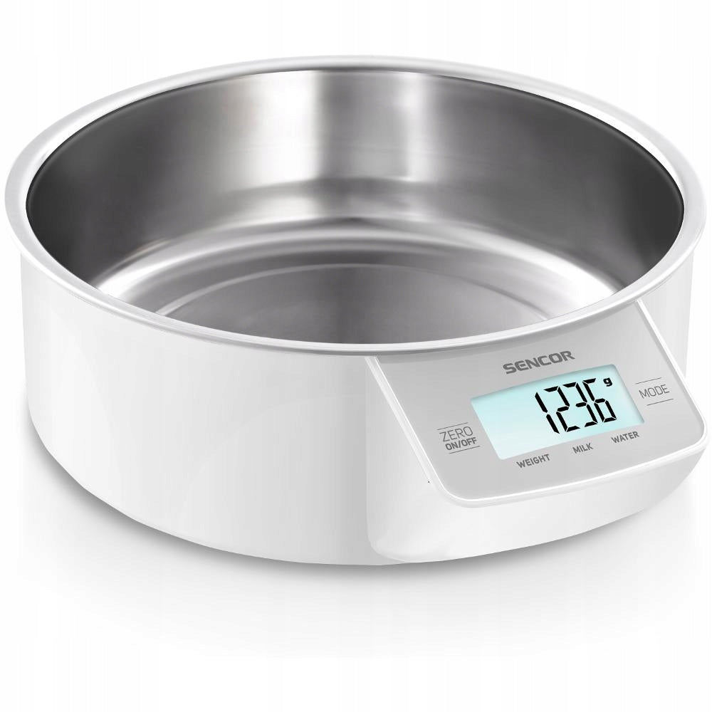 Waga kuchenna elektryczna Sencor SKS 4030 WH biała LCD do 5kg tarowanie, odmierzanie składników, ważenie żywności