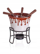 FONDUE DO CZEKOLADY z widelczykami CHOCO DARK 6EL podgrzewacz founde do maczania owoców i słodyczy, zestaw deserowy