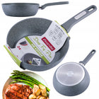 Patelnia głęboka granitowa gruba solidna 24 CM WOK GAZ indukcja kamille do smażenia i duszenia, możliwość mycia w