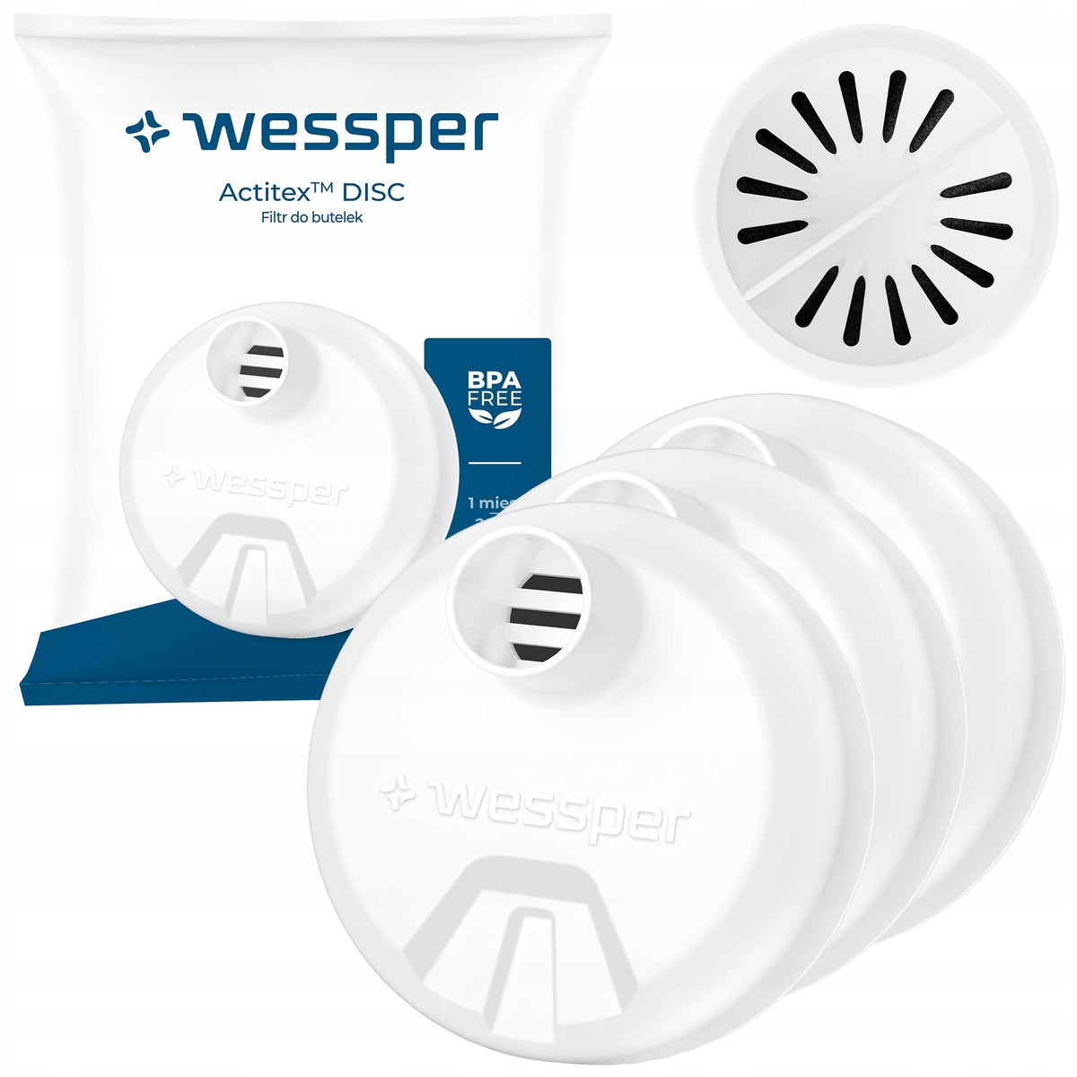 3x Filtr Wessper Actitex Disc do butelki Wessper B2 B4 biały