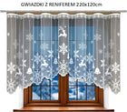 GWIAZDKI z reniferem rozm. 300x150cm firana świąteczna, HAFT S.A (gotowa) biała żakardowa dekoracja okna na żabki