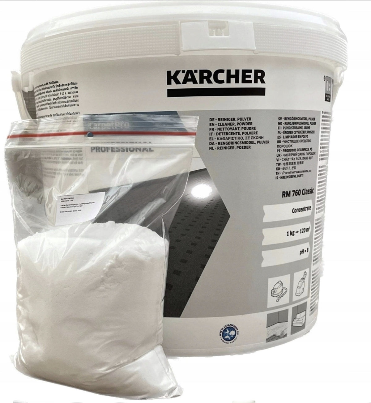 Proszek do prania Kärcher 0,8 kg 0,8 l 1 szt. detergent do dywanów, wykładzin i tapicerki, czyszczenie ekstrakcyjne