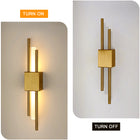 LAMPA ŚCIENNA ZŁOTA KINKIET LED NOWOCZESNY DO SALONU KORYTARZA 10W 3000K oprawa metalowa 2-punktowa 40 cm głębokość 7 cm