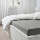 Ikea dvala prześcieradło z gumką 140x200 szare 100% bawełna na materac do 26 cm, tekstylia do łóżka