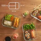 4 sztuki lunchbox szklane pojemniki na żywność pojemnik żaroodporne 1020ml do ciasta, warzyw, sera i wędlin