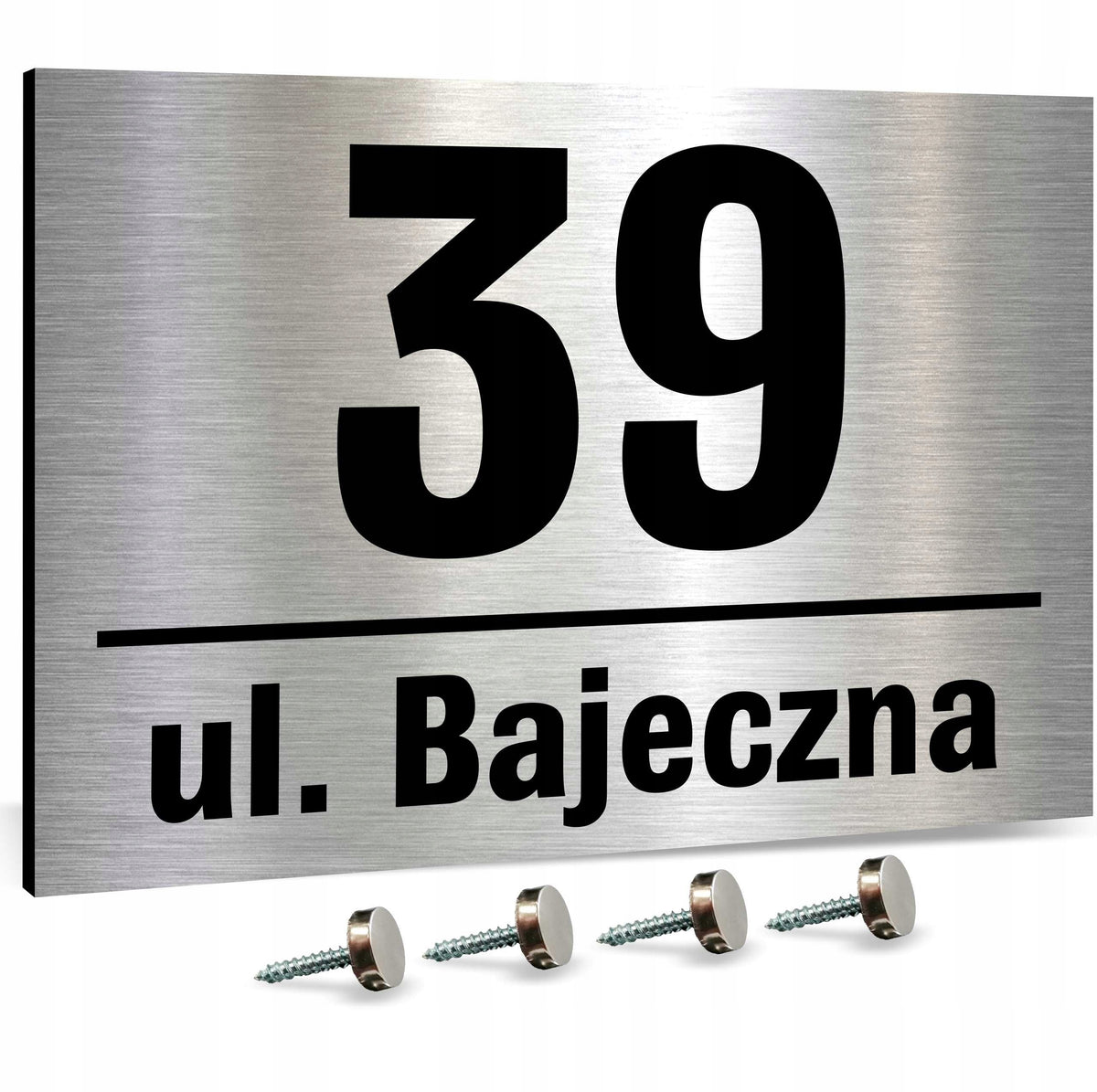 Tabliczka z numerem na dom tablica adresowa aluminiowa numer domu trwała oznaczenie posesji, szyld wejściowy, srebrna
