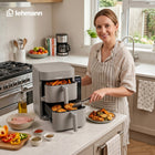 Frytkownica beztłuszczowa dwukomorowa pionowa panel boczny LED Air Fryer szary