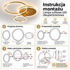 Lampa sufitowa LED plafon złoty 65cm 36W 5600LM 3 ringi pilot APP 3 barwy okrągła oprawa do salonu, sypialni i pokoju