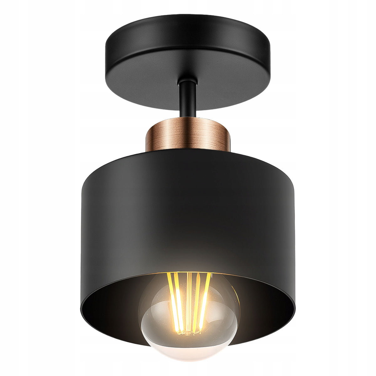 Lampa wisząca sufitowa plafon LED retro edison oprawa metalowa czarna, gwint E27, 1 źródło światła, do salonu lub