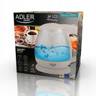 Czajnik Elektryczny Szklany Kremowy LED 1 L 1100W Adler AD 1283c do gotowania wody, regulacja temperatury, filtr
