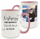 Foto kubek duży XXL z własnym nadrukiem twoim zdjęciem grafiką na prezent ceramiczny 440 ml różowy, do kawy i herbaty