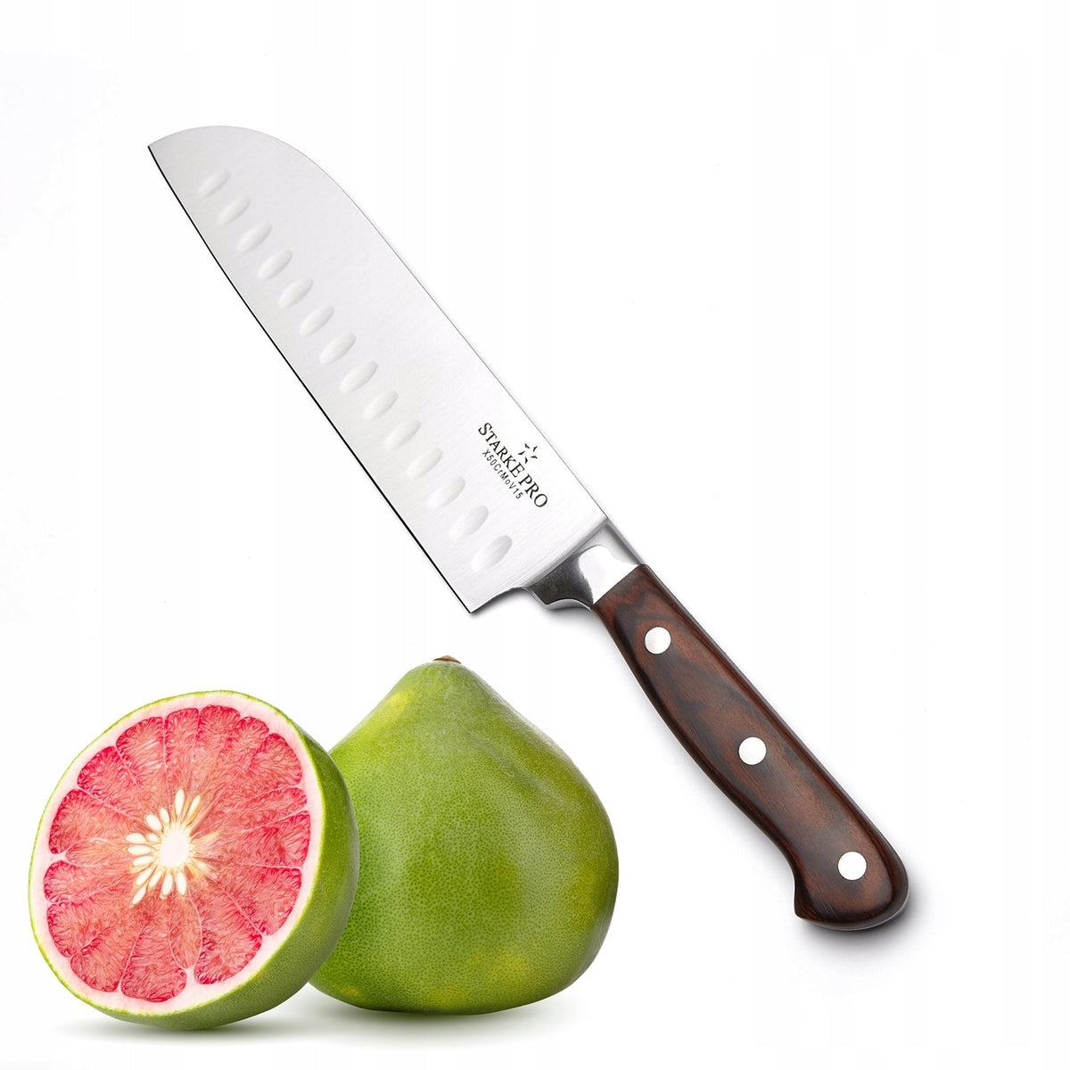 NÓŻ JAPOŃSKI SANTOKU Solidny Ostry PROFESJONALNY Starke Pro Silva 18 cm do krojenia mięsa, warzyw i ryb, stalowe