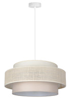 LAMPA WISZĄCA SUFITOWA ŻYRANDOL ABAŻUR NOWOCZESNA BOHO DO SALONU I POKOJU kremowa tkanina, 1 punkt światła, gwint E27