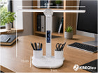 Podwójna lampka biurkowa LED z wyświetlaczem zegar organizer temp data USB lampa stołowa do pracy ściemniana biała 41