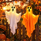 Ozdoby Halloween Dekoracje wiszące świecące duchy LED świetlne zestaw x2