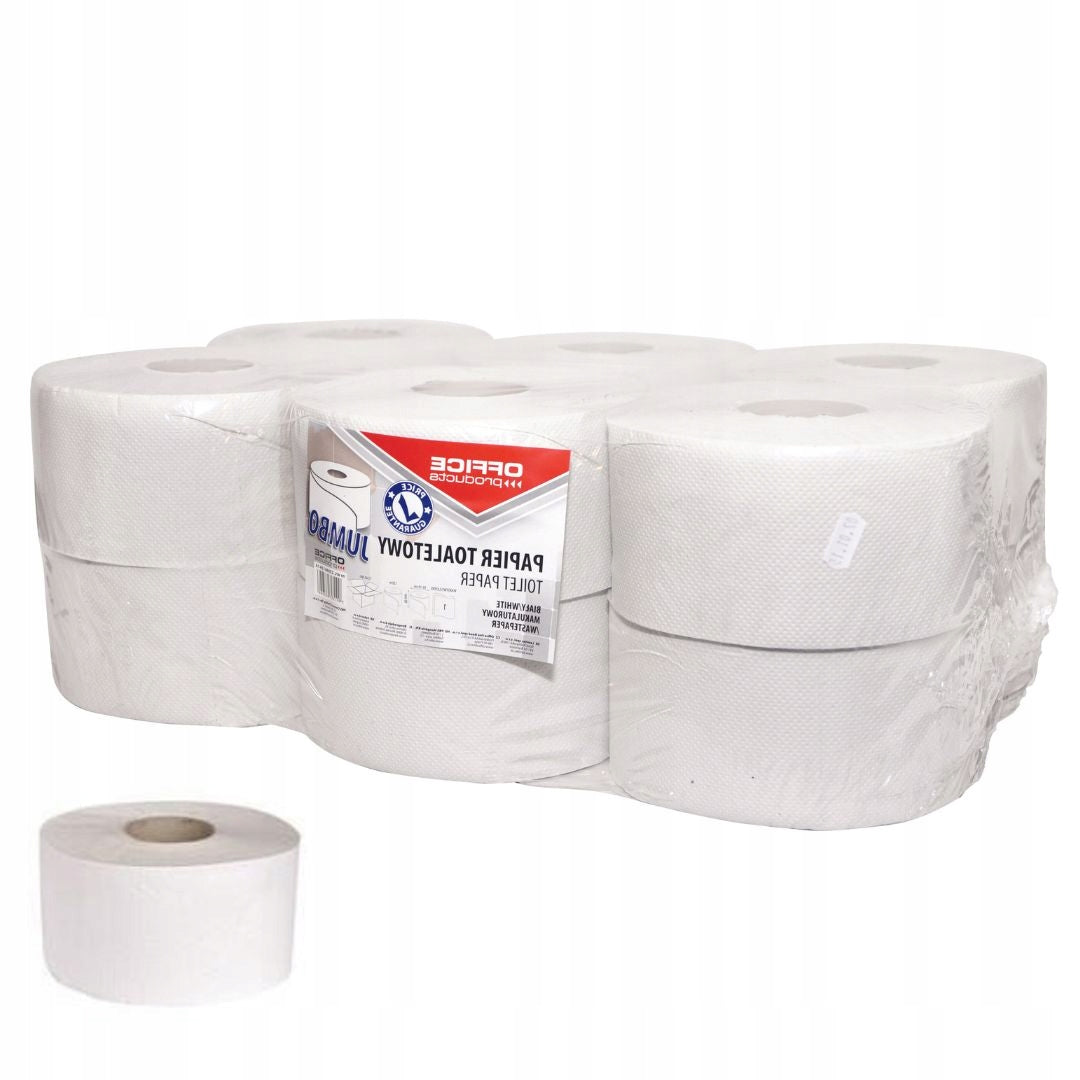 Papier toaletowy jumbo 120m 12 rolek biały do podajnika biuro papier suchy