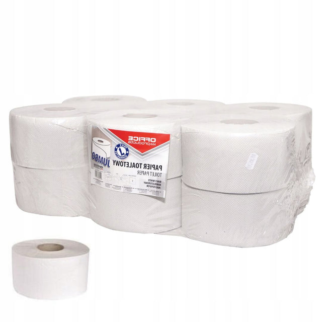 Papier toaletowy jumbo 120m 12 rolek biały do podajnika biuro papier suchy