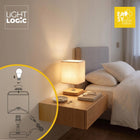 LightLogic lampka stołowa nocna z abażurem LL KRALIN E14 włącznik kremowa lampa na szafkę, do sypialni, oświetlenie