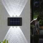 2X lampa solarna elewacyjna kinkiet halogen LED solarny na eleawację dekora czarne oświetlenie zewnętrzne 10 cm