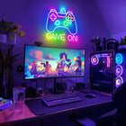 Neon duży lampka nocna LED na ścianę PAD gamepad ściemniacz USB pleksi dekoracja gamingowa do pokoju gracza