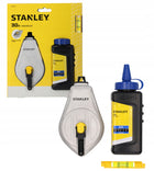 Stanley Zestaw aluminiowy sznur traserski 30m z kredą i poziomicą STHT47111 znacznik murarski do wytyczania linii