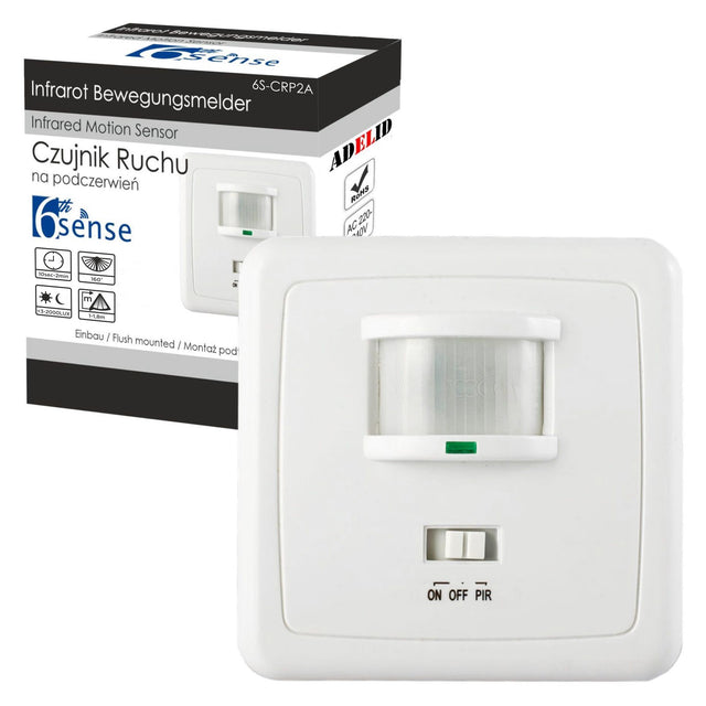 Czujnik ruchu LED sensor włącznik do puszki detektor PIR podtynkowy 1200W automat oświetleniowy, sterowanie lampami, automatyczne załączanie światła