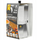 Kawiarka zaparzacz do kawy herbaty 450ml aluminiowa na GAZ 9 filiżanek kafetiera moka, czarna srebrna, można myć w