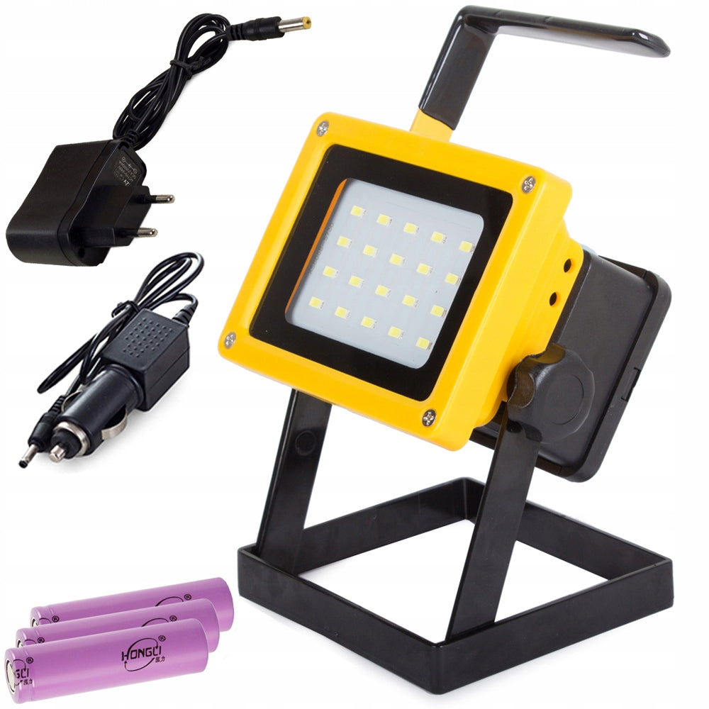 Halogen lampa przenośny budowlany z wtyczką LED 20 SMD 100W akumulator naświetlacz reflektor roboczy IP65 2400 lm zimne