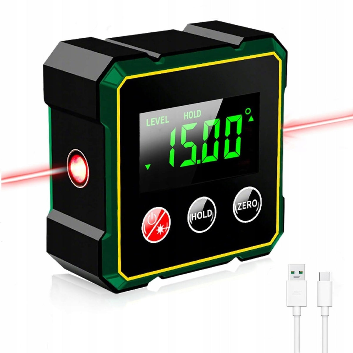 Laserowy kątomierz cyfrowy inklinometr linijka laserowa USB ładowalny poziomica elektroniczna do prac montażowych i