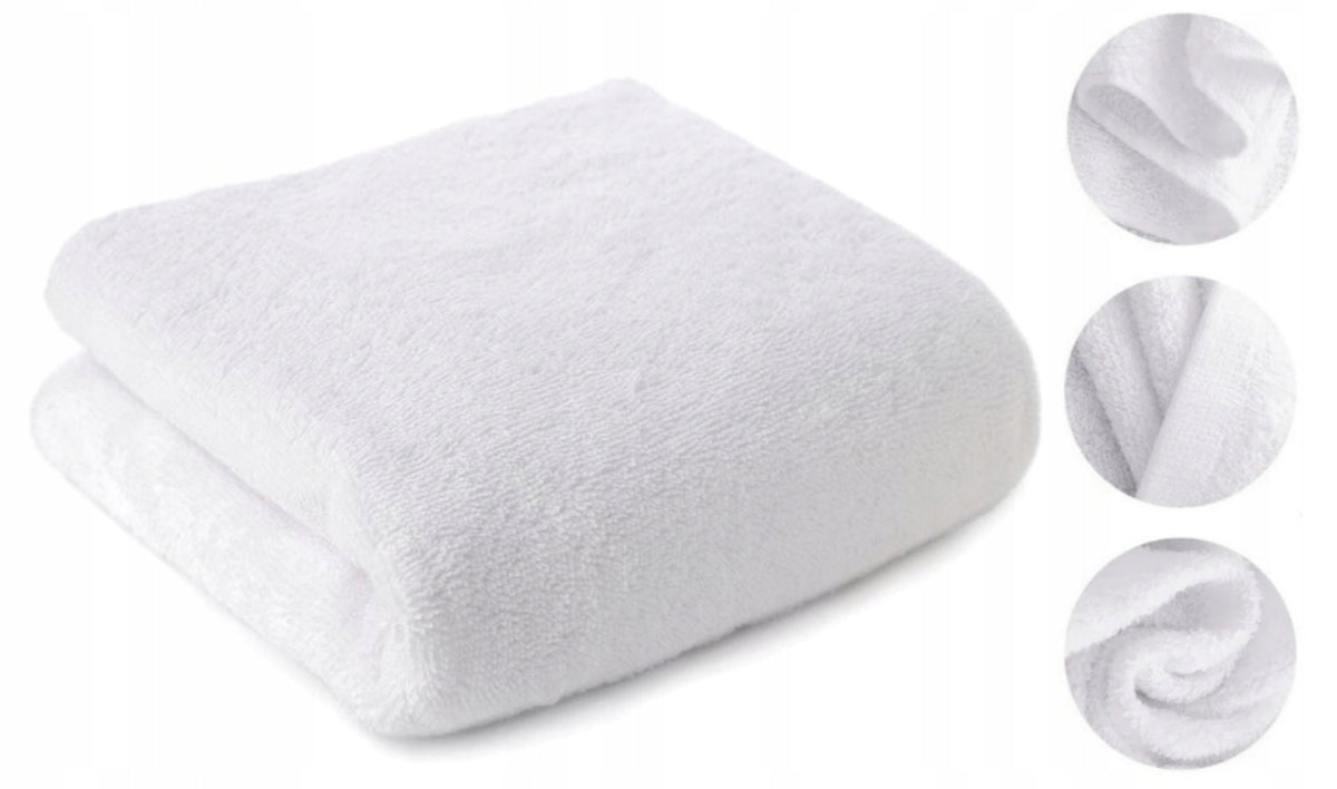 DUŻY RĘCZNIK KĄPIELOWY BAWEŁNIANY 70x140 HOTELOWY SPA BIAŁY 500G PREMIUM do wycierania po prysznicu, gładki, do łazienki