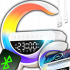 LAMPKA NOCNA LED RGB GŁOŚNIK BLUETOOTH ŁADOWARKA INDUKCYJNA ZEGAR BUDZIK lampa stołowa, oświetlenie dekoracyjne, do