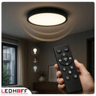 Lampa sufitowa Plafon LED ściemniany 40cm okrągły Czarny pilot panel salon do pokoju dziennego, neutralna barwa biała