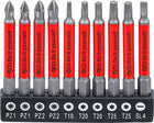 Zestaw bity antypoślizgowe magnetyczne długie 1/4" 10 szt. PZ, TX, SL końcówki wkrętakowe do wkrętarki, płaski Pozidriv