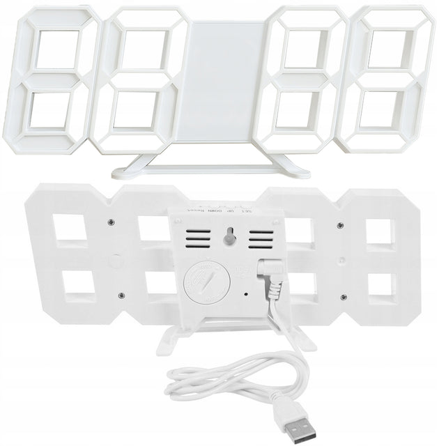 4w1 Zegar cyfrowy LED 3D ścienny stojący budzik termometr data alarm elektroniczny czasomierz do pokoju i biura, na biurko