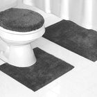 Komplet Dywaników Łazienkowych Miękkich Szary 3szt maty podłogowe prostokątne z poliestru, grubość 50 mm, 49,5 × 81,5 cm