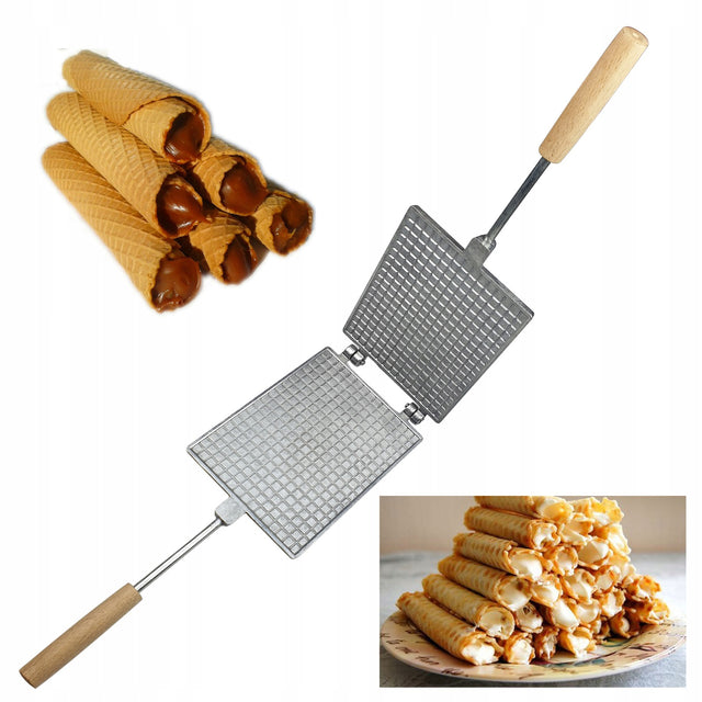 Waflownica opiekacz forma do ciastek rurki rożki wafelki KW orzeszków #76 nominalna srebrny/szary 1.42 kg