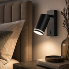 Lampka Nocna Do Sypialni LED Ścienna Kinkiet GU10 Czarny 35W lampa przyłóżkowa do czytania, aluminiowa, 1 punkt światła