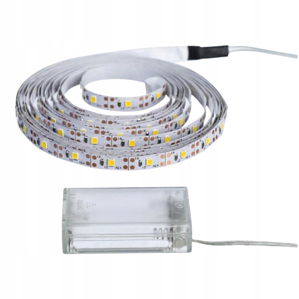 Taśma LED 3 m na baterie 5V Podświetlenie LED Samoprzylepna Mocna Dekoracja listwa świetlna zimna biel IP20 6 w do
