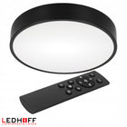 Lampa sufitowa Plafon LED ściemniany 40cm okrągły Czarny pilot panel salon do pokoju dziennego, neutralna barwa biała