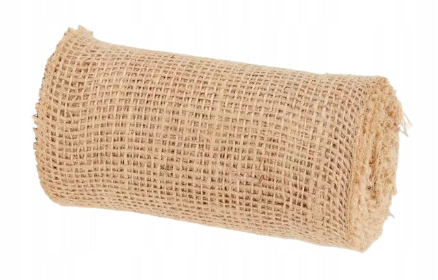 Wstążka jutowa 14cmx500cm juta naturalna taśma dekoracyjna do koszyczka wielkanocnego i stroików, brązowa tkanina