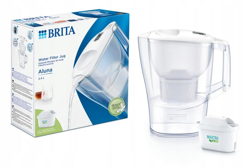 Biały dzbanek filtrujący brita Aluna + filtr maxtra PRO Pure Performance bezbarwny
