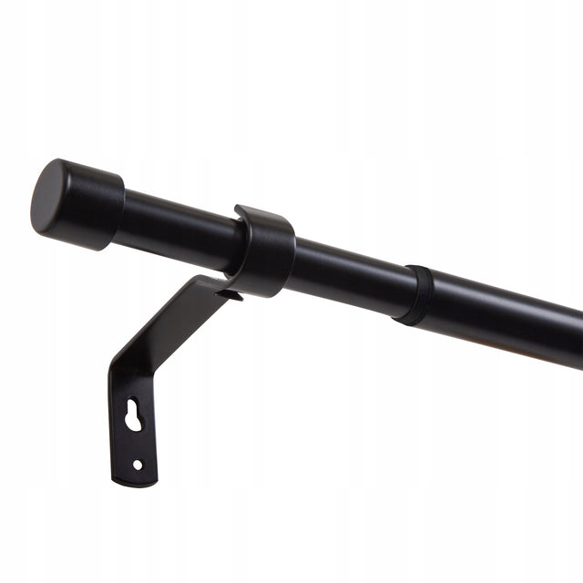 Karnisz teleskopowy regulowany adapte 160-290 CM czarny drążek do zasłon pojedynczy metalowy średnica 19/16 mm